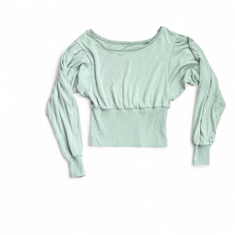 VENUS Off-the-Shoulder One-Sleeve Sweater in Sage - Picture 3 of 7